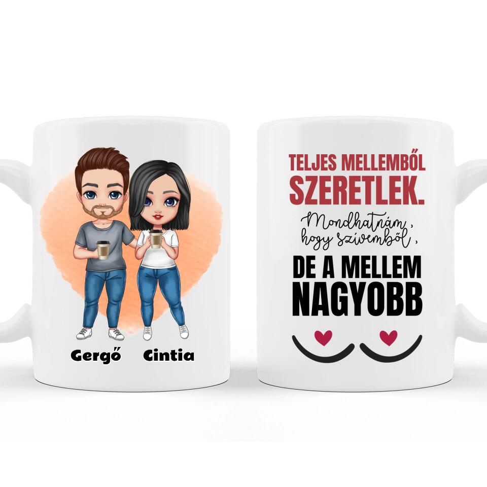 Valentin napi Bögre Pároknak - Álló Chibi Karakterek - Változtatható Idézettel