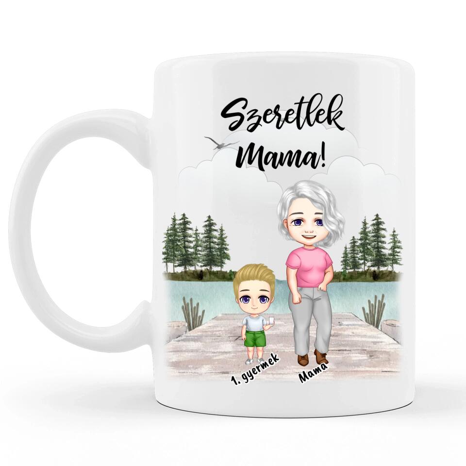 Egyedi Névnapi Bögre Mamának #1 - Akár 3 gyermekkel