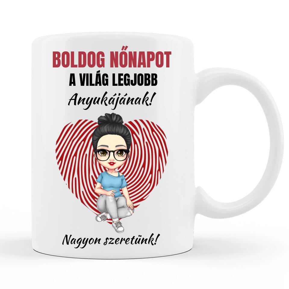 Nőnapi Bögre - Személyre Szabható Karakterrel