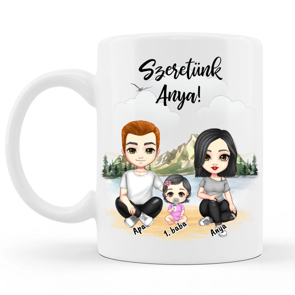 Szeretünk Anya - Anyák Napi Bögre - Személyre Szabható, akár 3 gyermekkel