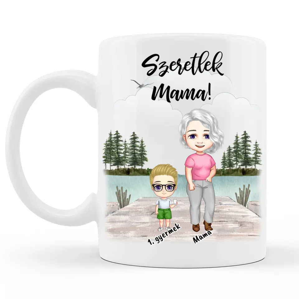 Egyedi Anyák napi Bögre Nagymamáknak - Akár 3 unokával - Anyák napi ajándékötlet