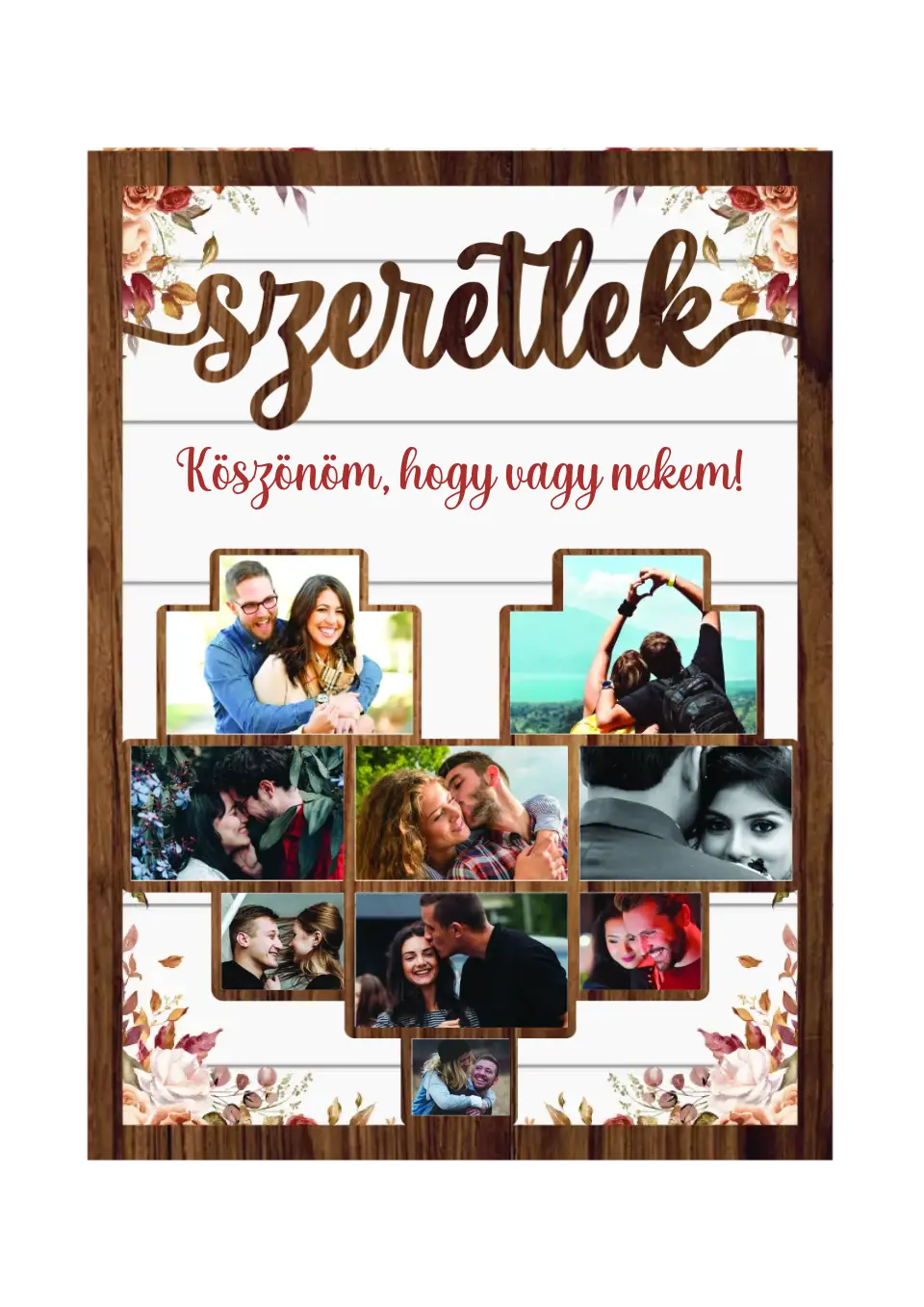 Valentin Napi Asztali Dísz Fényképkollázzsal - 2 Rétegű