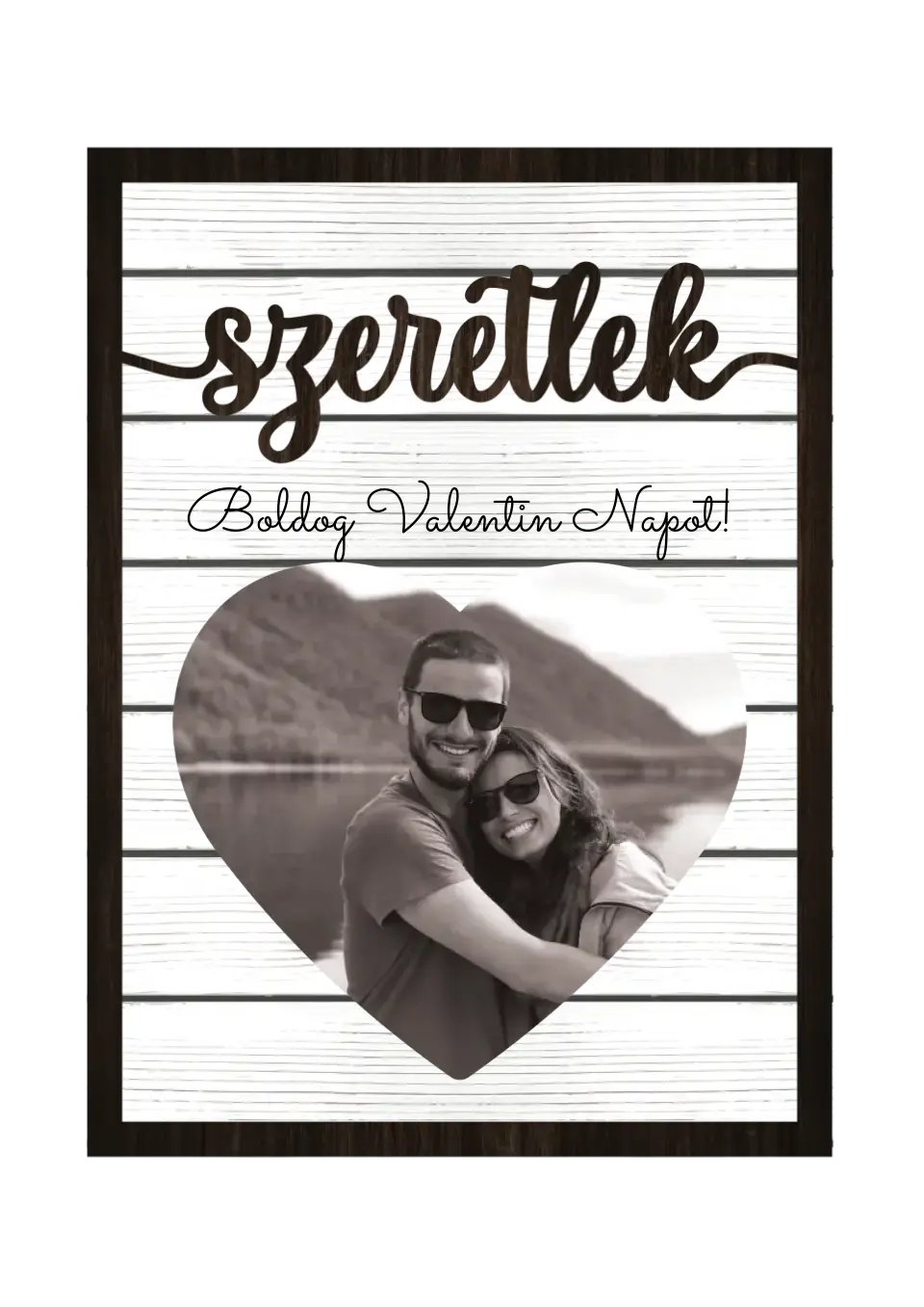Valentin Napi Asztali Dísz Fényképpel - 2 rétegű
