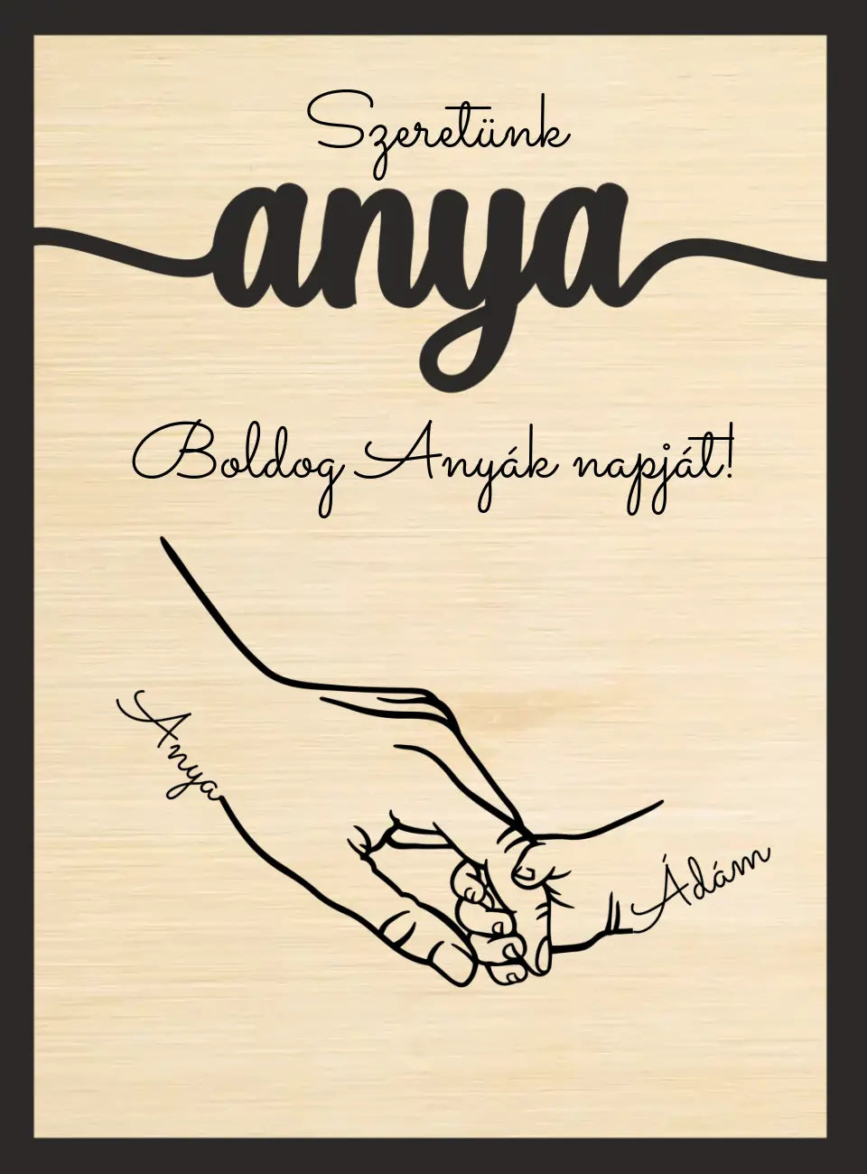 Anya és gyermekei Fa Asztali Dísz - 2 rétegű