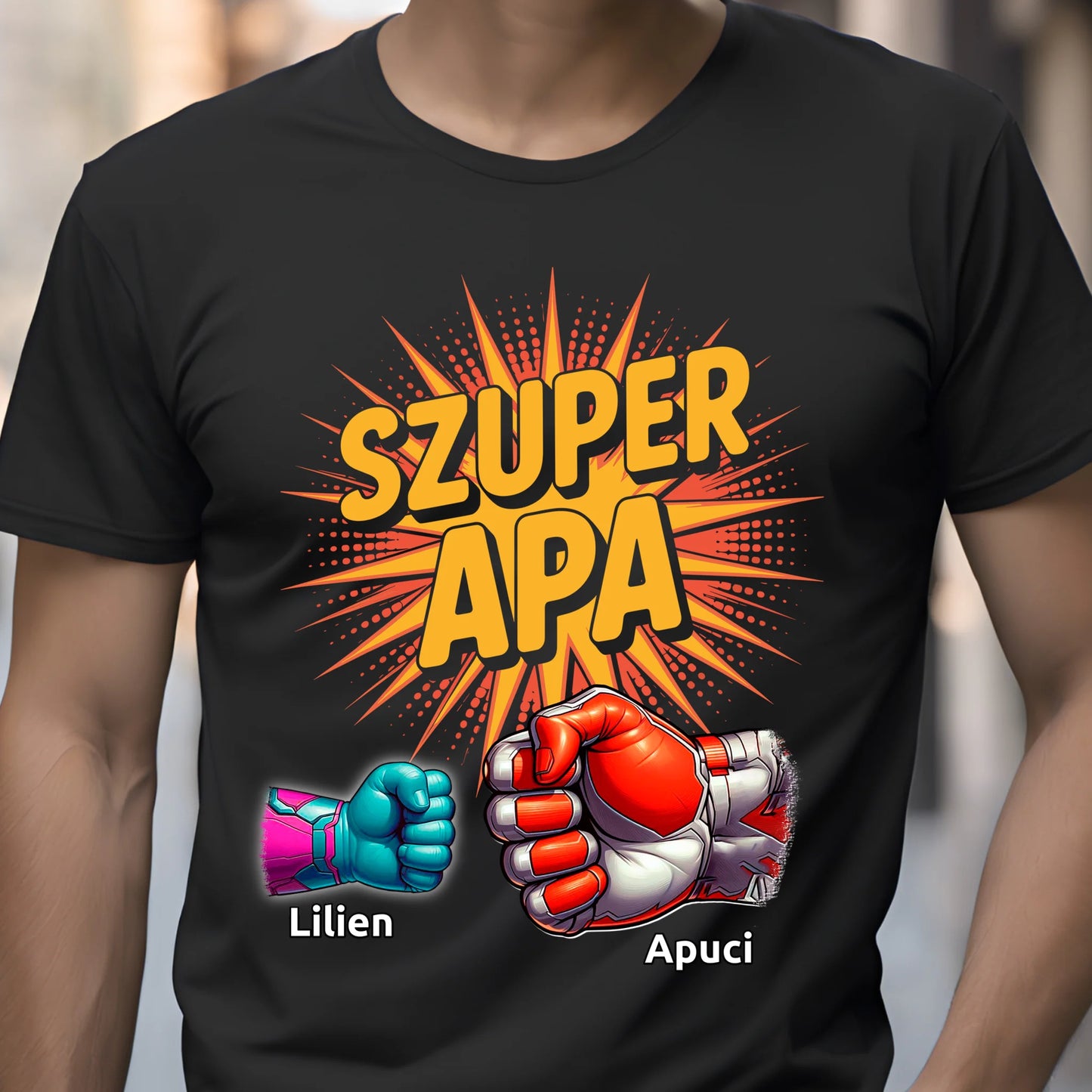 Szuper Apa Ökölpacsis Póló- Ajándék apának