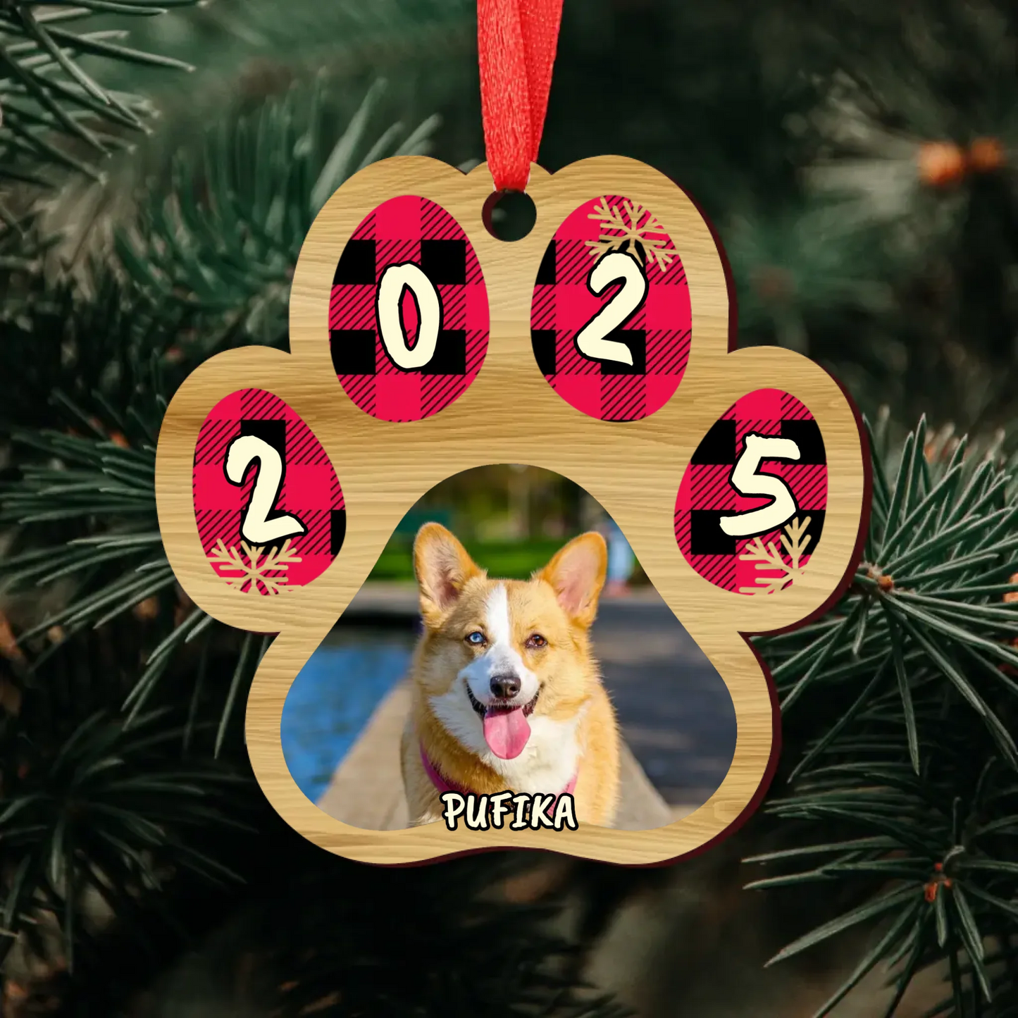 Egyedi Kutyás Fényképes Karácsonyfadísz