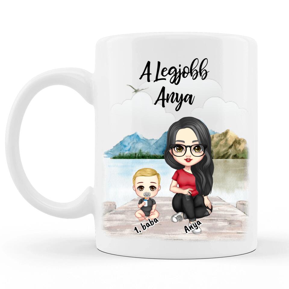 Egyedi Névnapi Bögre Anyának #1 - Akár 3 gyermekkel