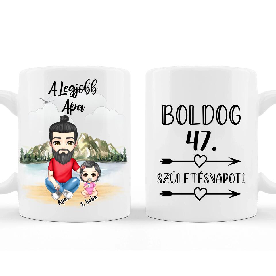 Egyedi Születésnapi Bögre Apának #3 - Akár 3 gyermekkel