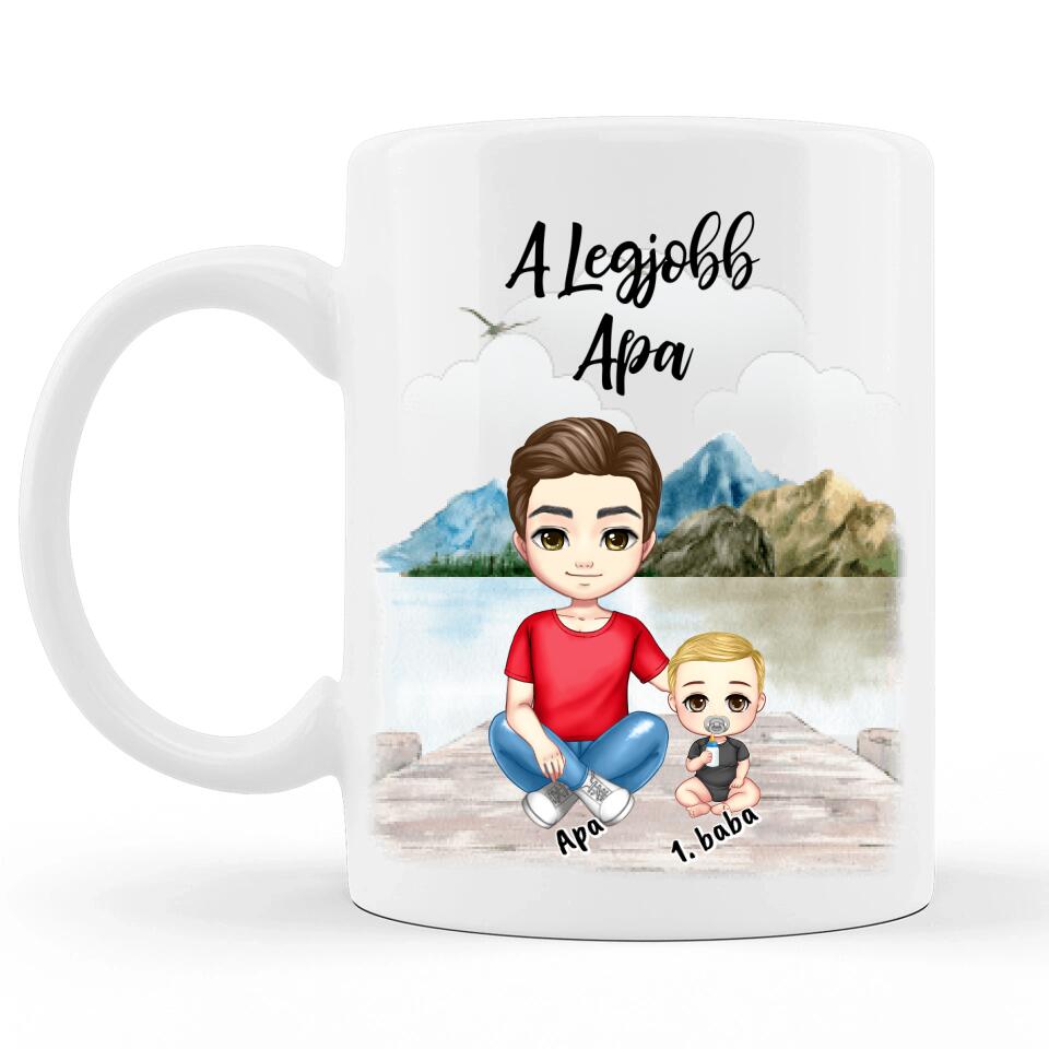 Egyedi Névnapi Bögre Apának #1 - Akár 3 gyermekkel