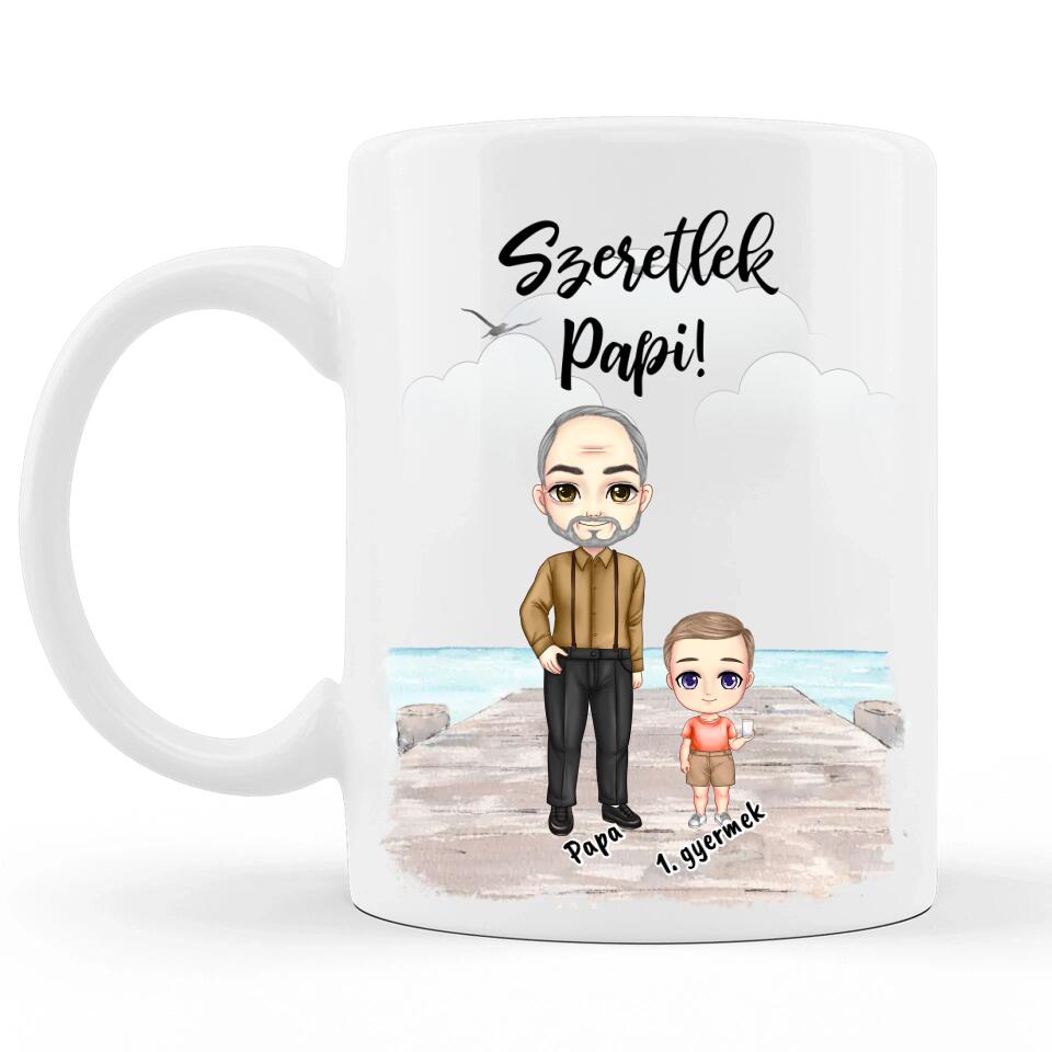 Egyedi Születésnapi Bögre Papának #2 - Akár 3 gyermekkel