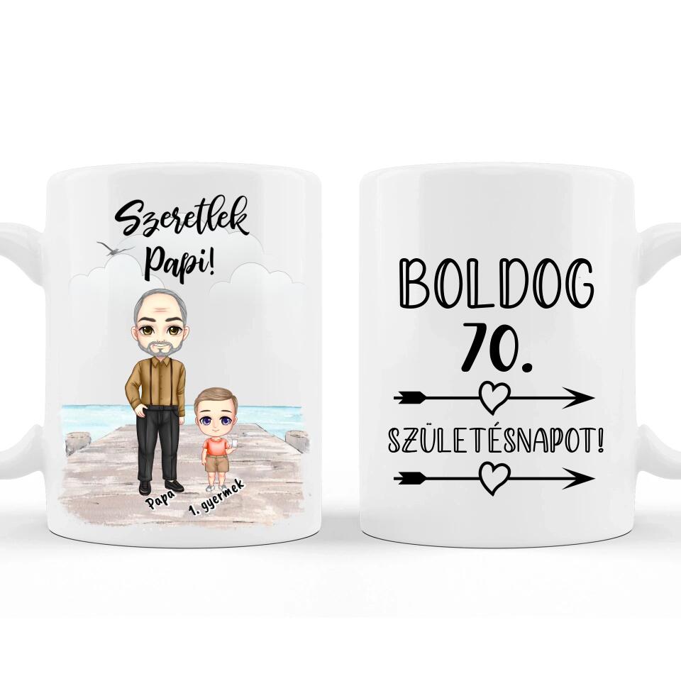 Egyedi Születésnapi Bögre Papának #2 - Akár 3 gyermekkel