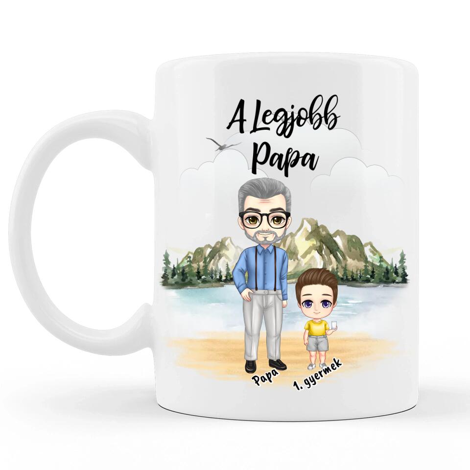 Egyedi Névnapi Bögre Papának #1 - Akár 3 gyermekkel