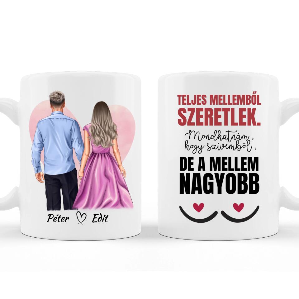Valentin napi Bögre Pároknak - Álló Pár - Változtatható Idézettel