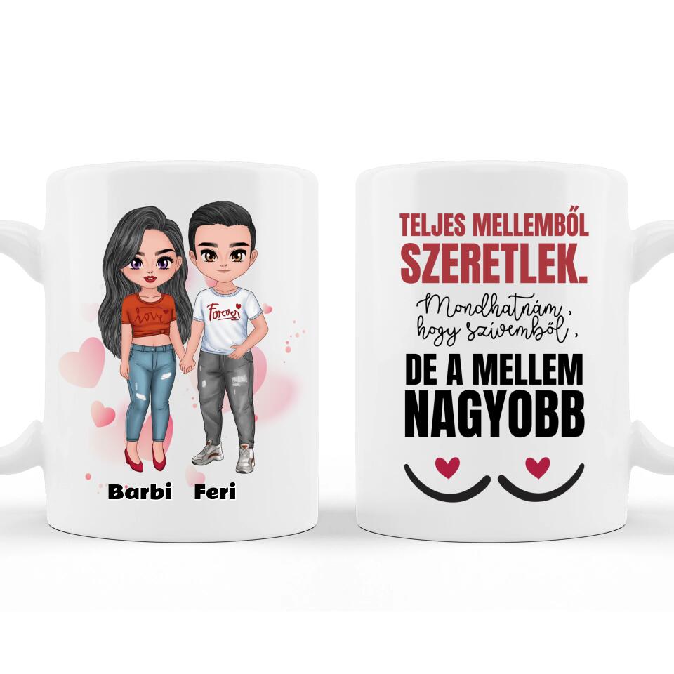 Valentin napi Bögre Pároknak - Álló Chibi Karakterekkel - Változtatható