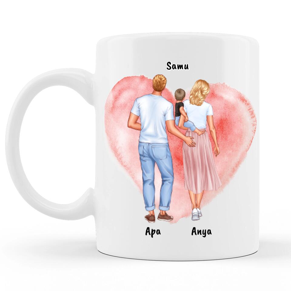 Álló Család - Anyák Napi Bögre - Személyre Szabható, akár 3 gyermekkel