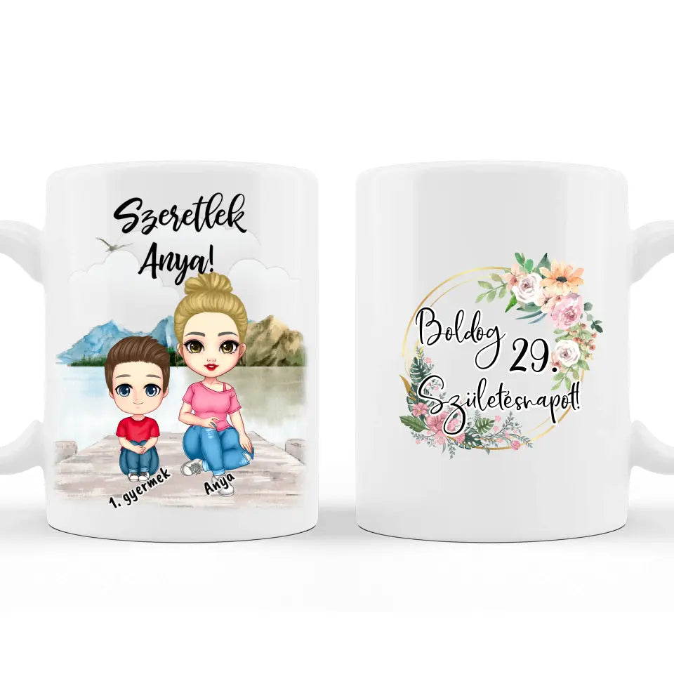 Egyedi Születésnapi Bögre Anyának #2 - Akár 3 gyermekkel
