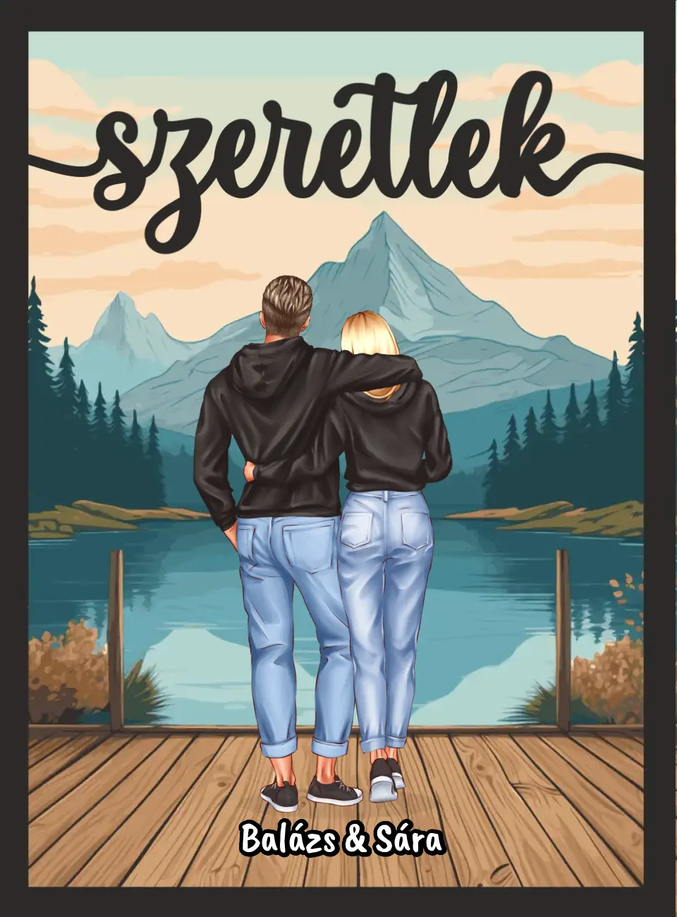 Személyre szabható asztali dísz, szeretlek felirattal - 2 rétegű