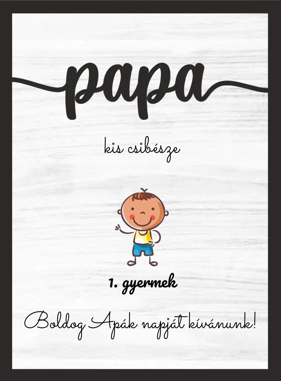 Papa és Gyermekek Fa Asztali Dísz - 2 rétegű