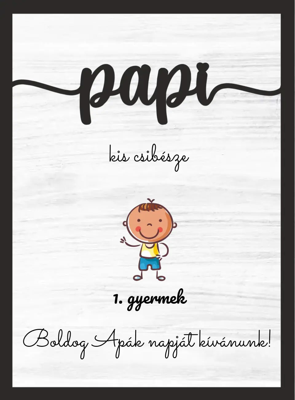 Papi és Gyermekek Fa Asztali Dísz - 2 rétegű