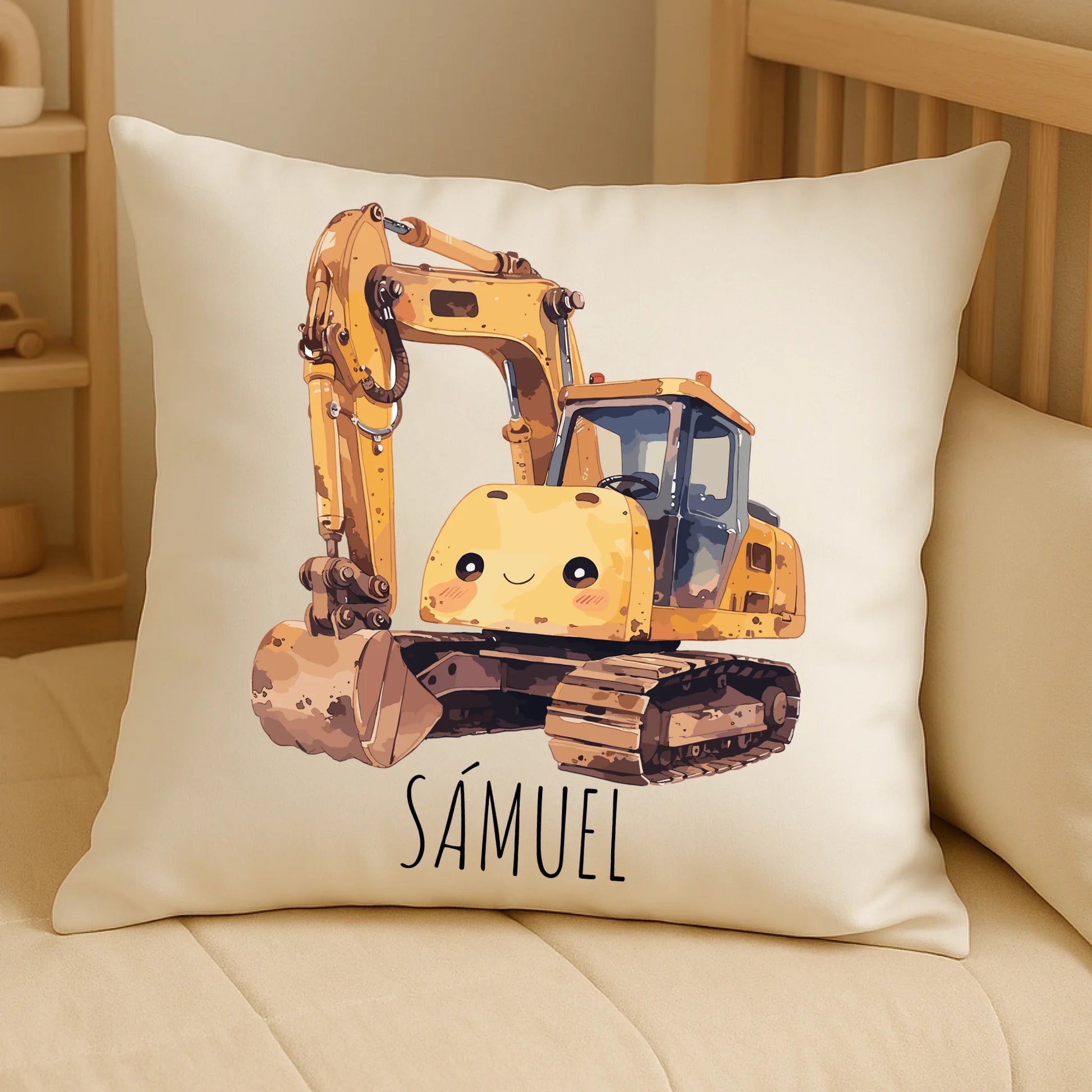 Friendly Excavator on Cozy Pillow (1)