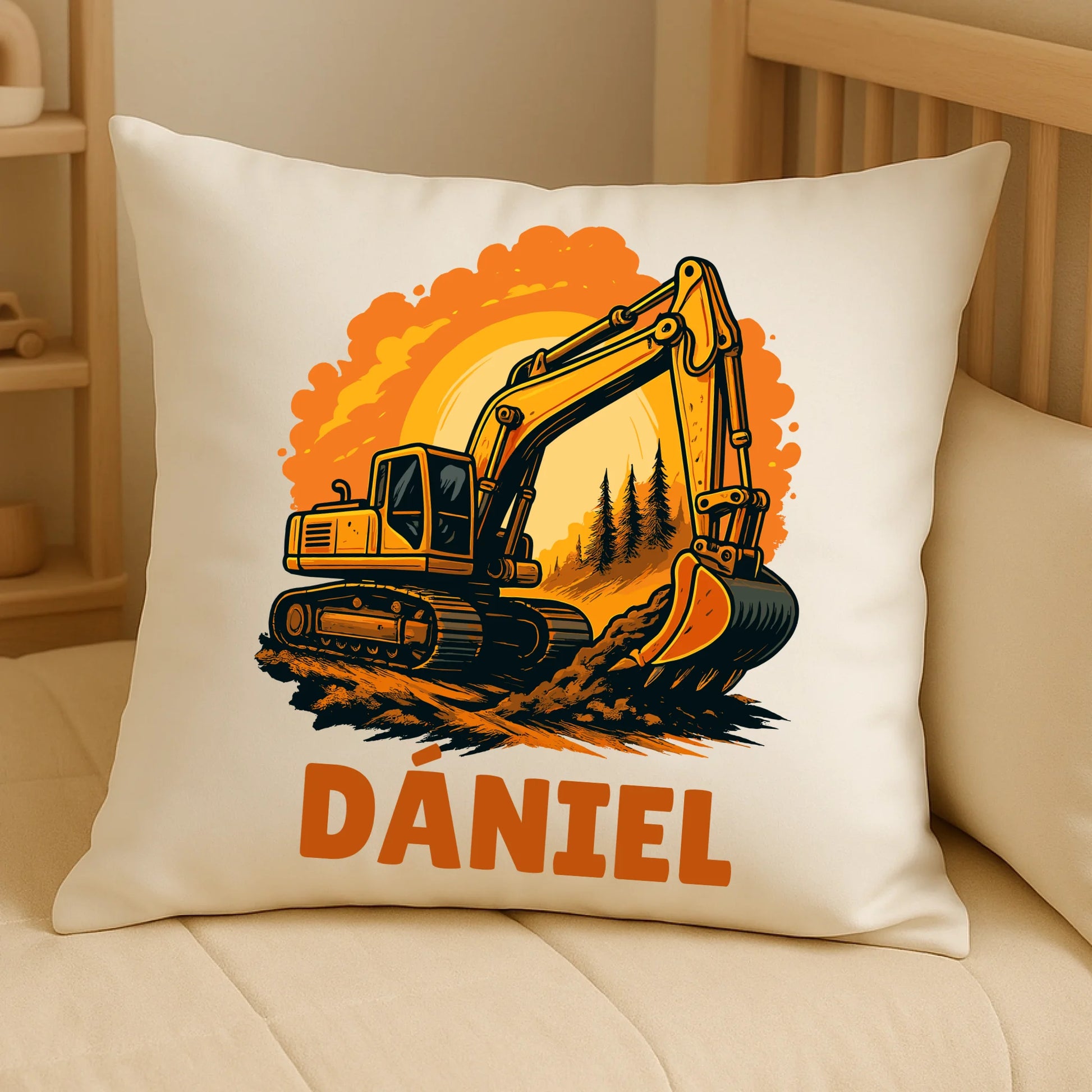 Friendly Excavator on Cozy Pillow (1)