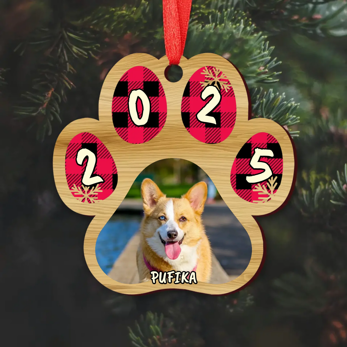Egyedi Kutyás Fényképes Karácsonyfadísz