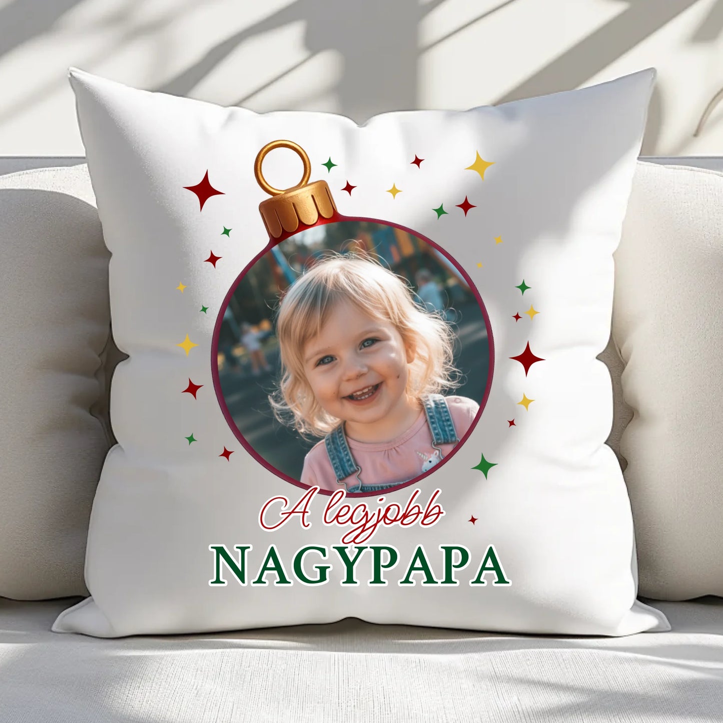 Karácsonyi Gömbös Párna - Nagypapa