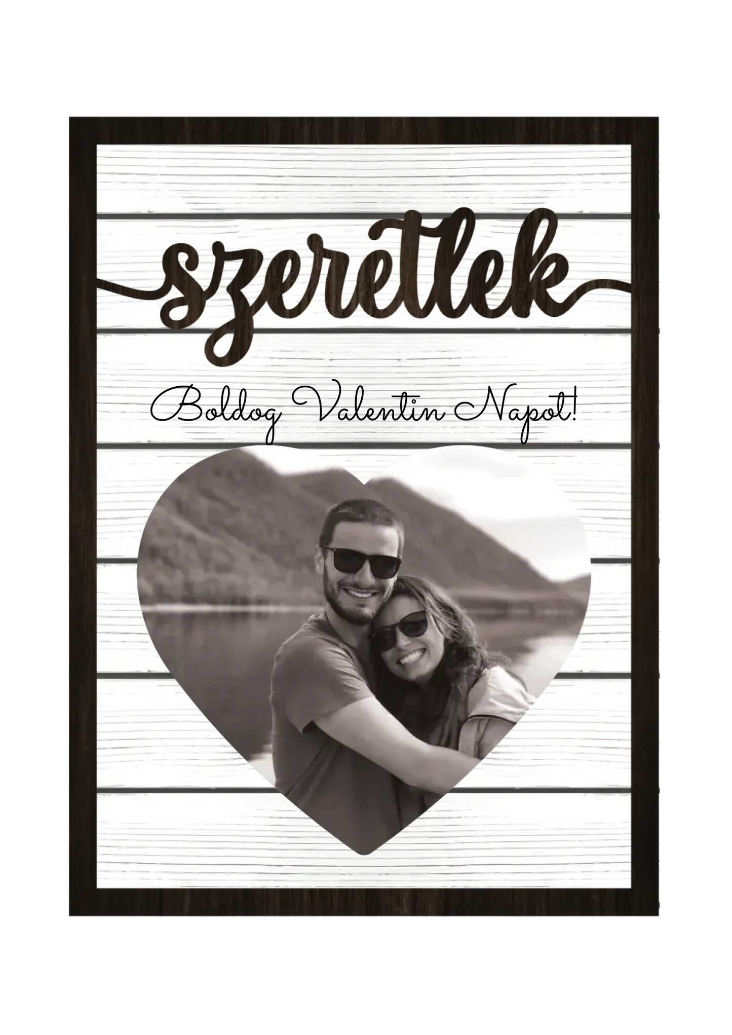 Valentin Napi Asztali Dísz Fényképpel - 2 rétegű