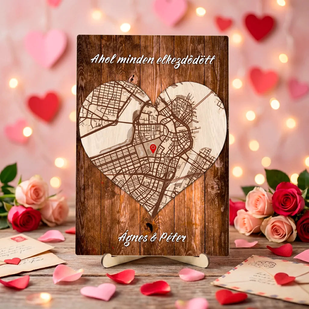 Személyre szabható térképes asztali dísz