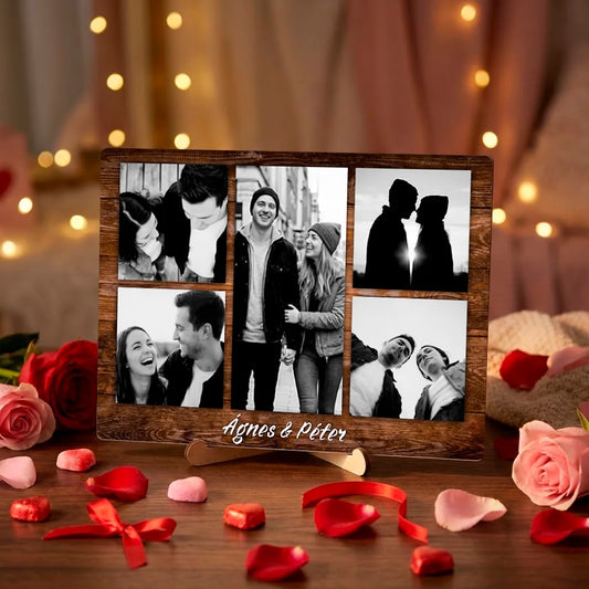 Személyre szabható asztali dísz 5 fényképpel