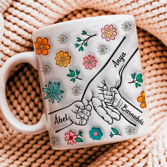 3D hatású, személyre szabható családi bögre nevekkel –  ajándék anyának, nagymamának