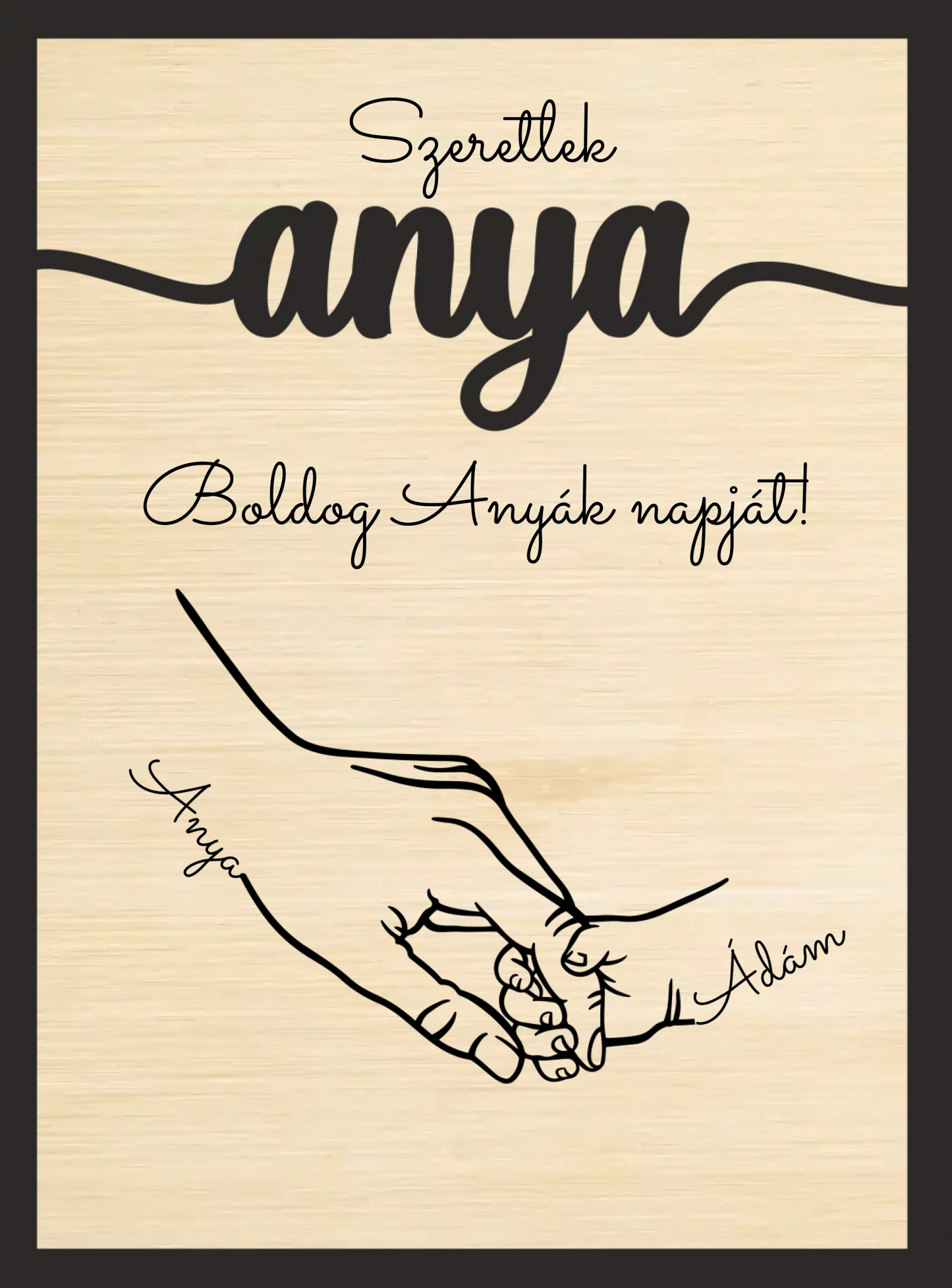 Anya és gyermekei Fa Asztali Dísz - 2 rétegű